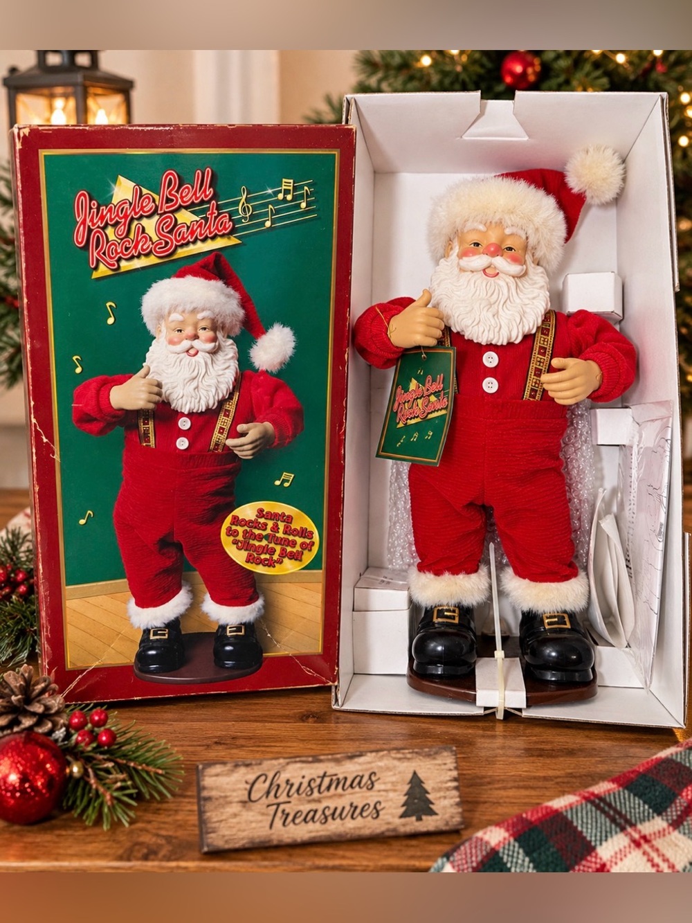 Vintage 1999 Jingle Bell Rock Animated Singing Dancing Santa 15” NIB